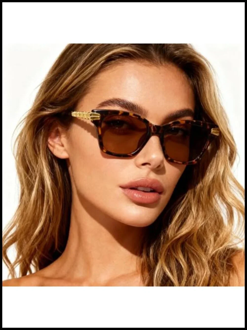 Cat Eye Sunglasses with Serpentine Metal Temples UV400 Protection
